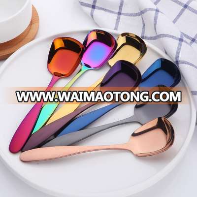 Creative 304 Stainless Steel Ice Cream Coffee Square Spoon